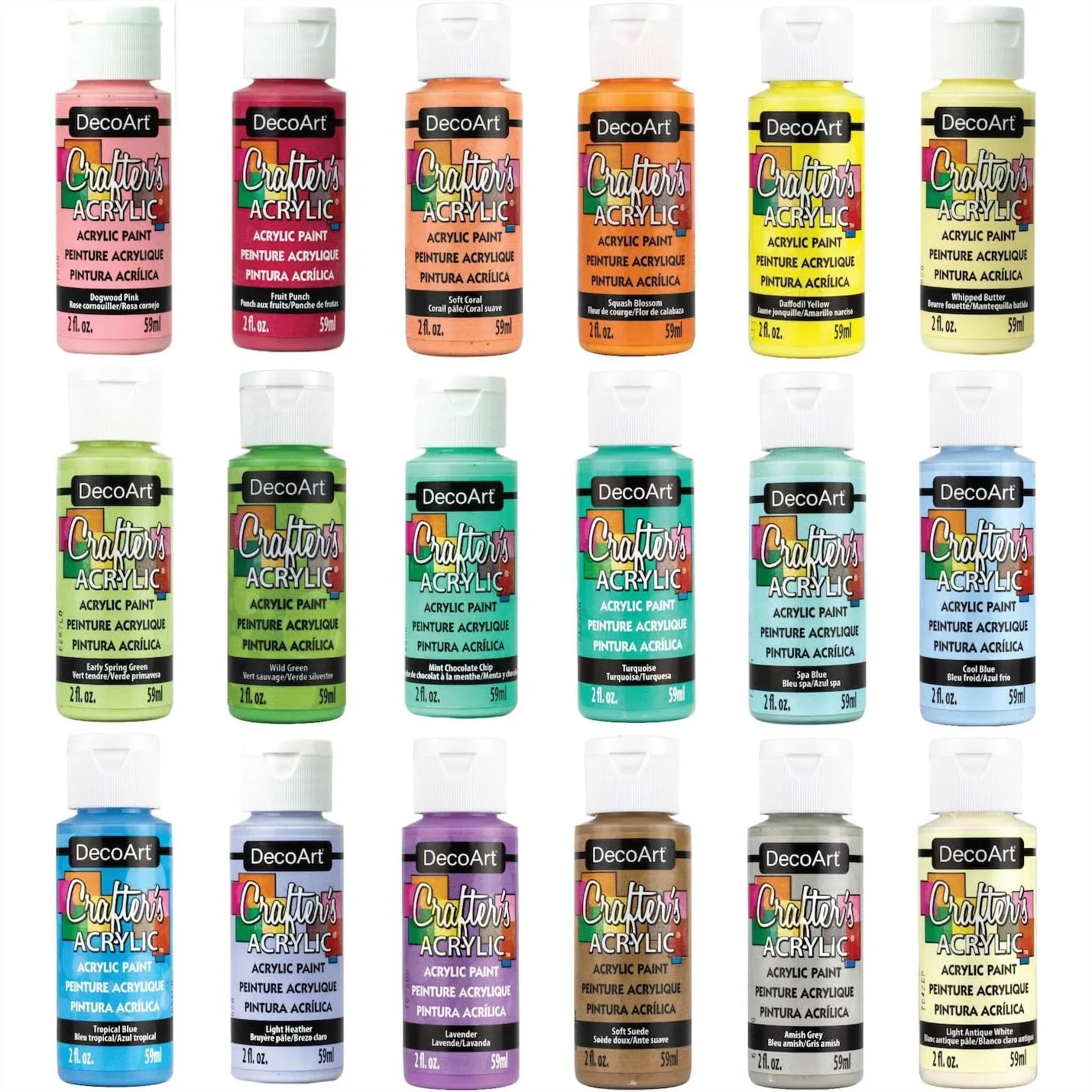 

Acrylic Paint Set 18 Colors 2 Fl Oz Each Matte Finish For Canvas Wood Ceramic DIY Crafts