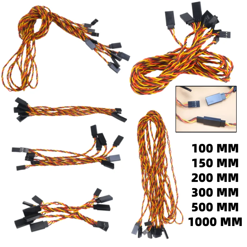 10pcs 10 / 15 / 20 / 30 / 50 / 100cm Servo Extension Cable 30 Core For Futaba JR Anti-interference Servo For RC Helicopter Part