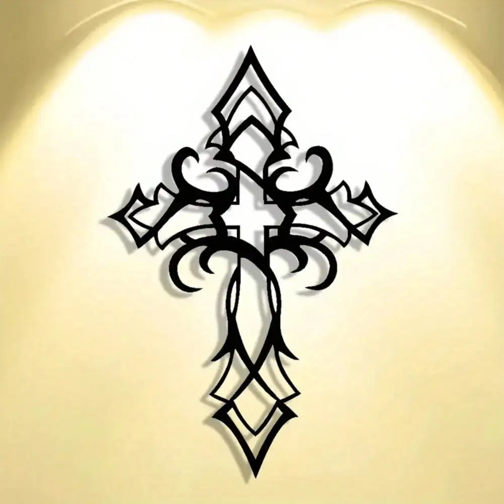 CIFBUY Iron Wall Art Ornate Vine Cross Metal Cut-Out Decor Elegant Religious Home Office Hanging Ornament