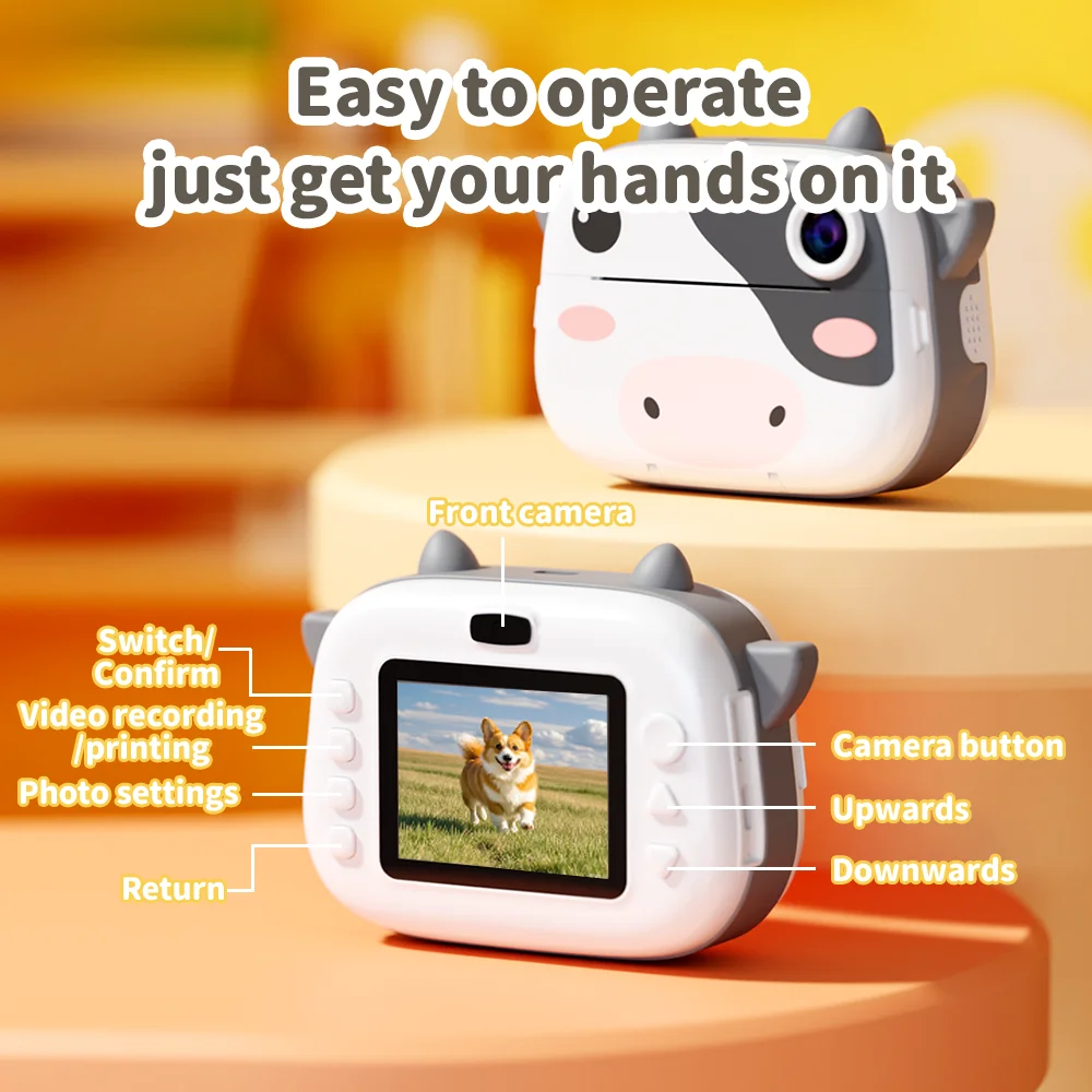Câmera de impressão instantânea 16G para crianças 1080P HD Impressora Máquina de impressão fotográfica Câmera infantil para meninos e meninas presentes
