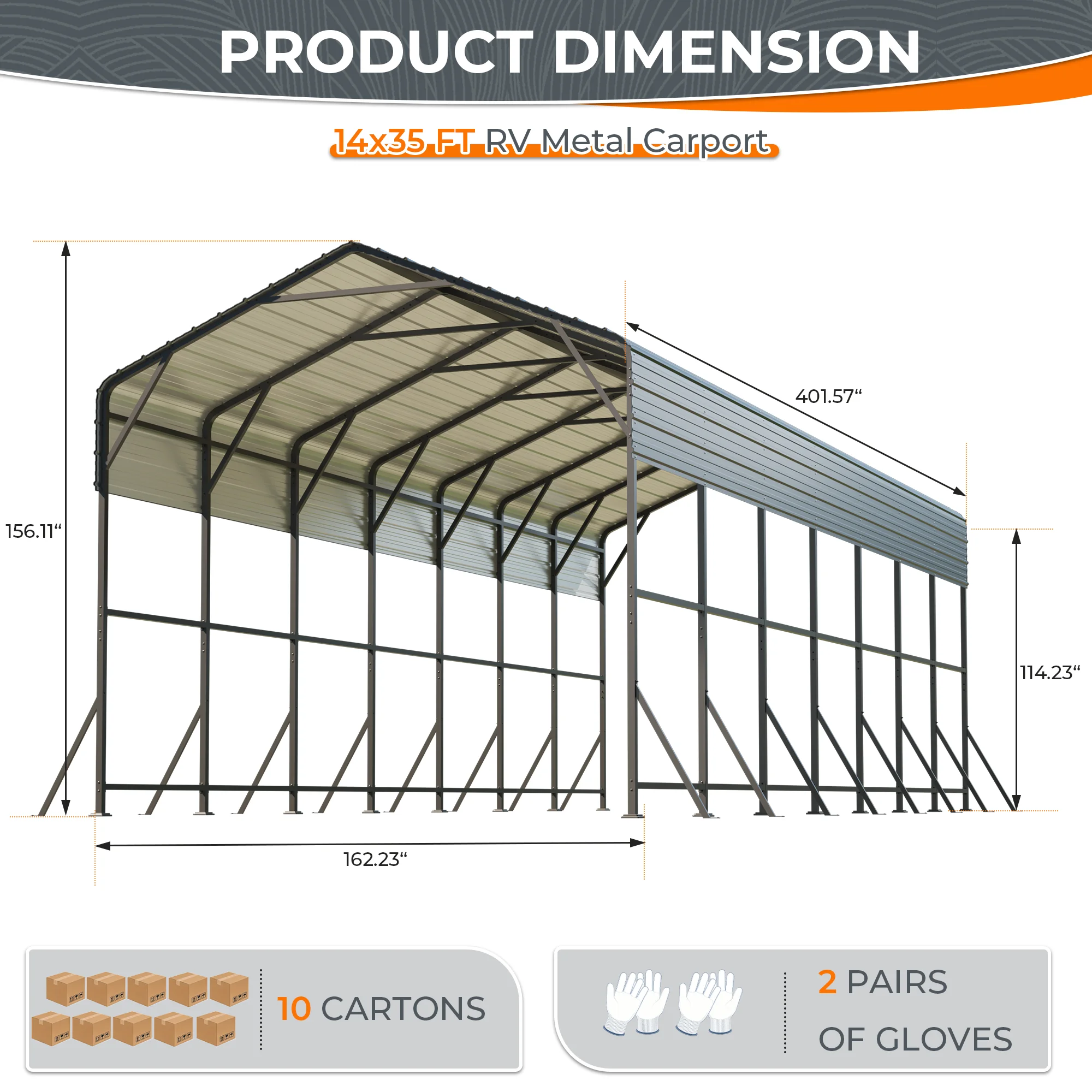 Polar Aurora 14x35FT Metal Carport,  RV Car Port Enhanced Base Outdoor, Heavy Duty Garage Galvanized Car Shelter for Graden Patio