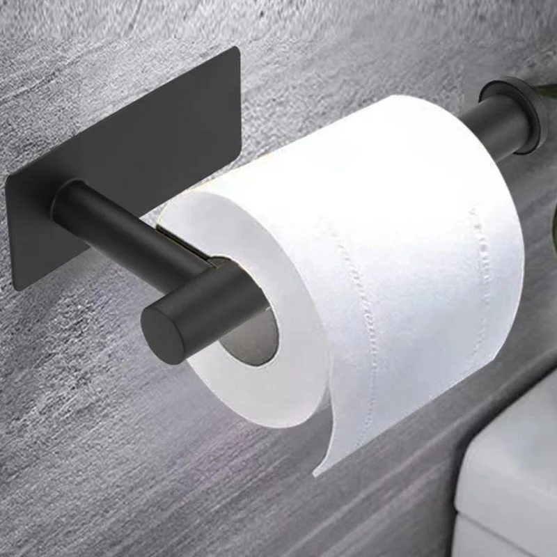 1Pc 304 Stainless Steel Perforated Paper Towel Roll Dispenser for Bathroom, Self-Adhesive Toilet Paper Holder