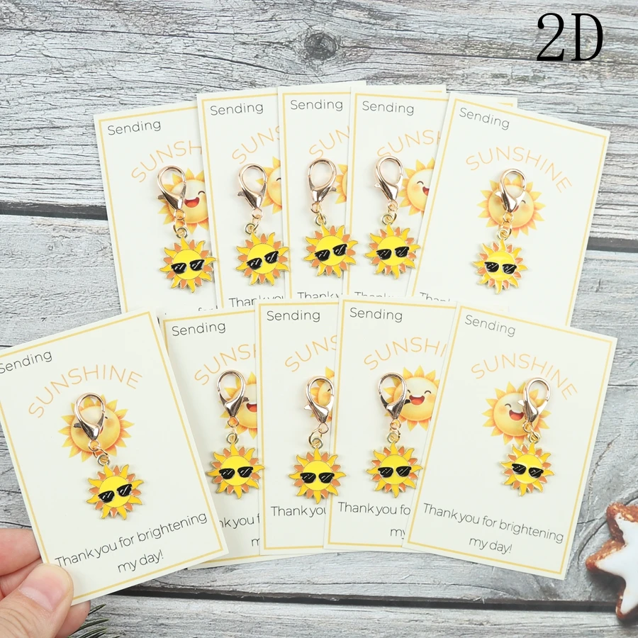 Picture 4: 5pcs/10pcs Adorable Emotional Support Keychain Items, Complete with Motivational Sunshine Greeting Cards for You
