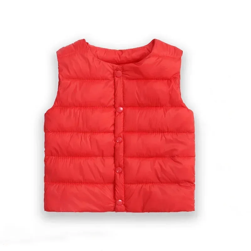 2022 Autumn and Winter New Children\'s Clothing Down Cotton Vest Baby Cut Shoulder Inner Timid Small Vest Solid Color