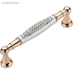 1PCS zinc alloy wardrobe handle European rose gold inlaid diamond cabinet drawer door handle furniture hardware accessories