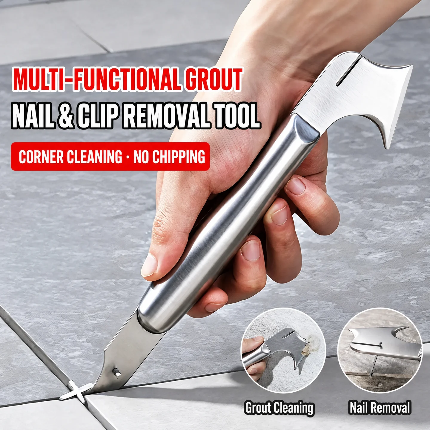 Professional Tile Gap Repair Hook Knife Stainless Steel Ceramic Tile Gap Cleaner Scraper Floor Nail Pullers Motorcycle Hand Tool