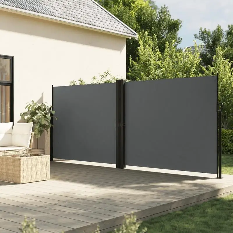 Ausziehbare Seitenmarkise für Terrasse, anthrazitfarben, 180 x 1000 cm