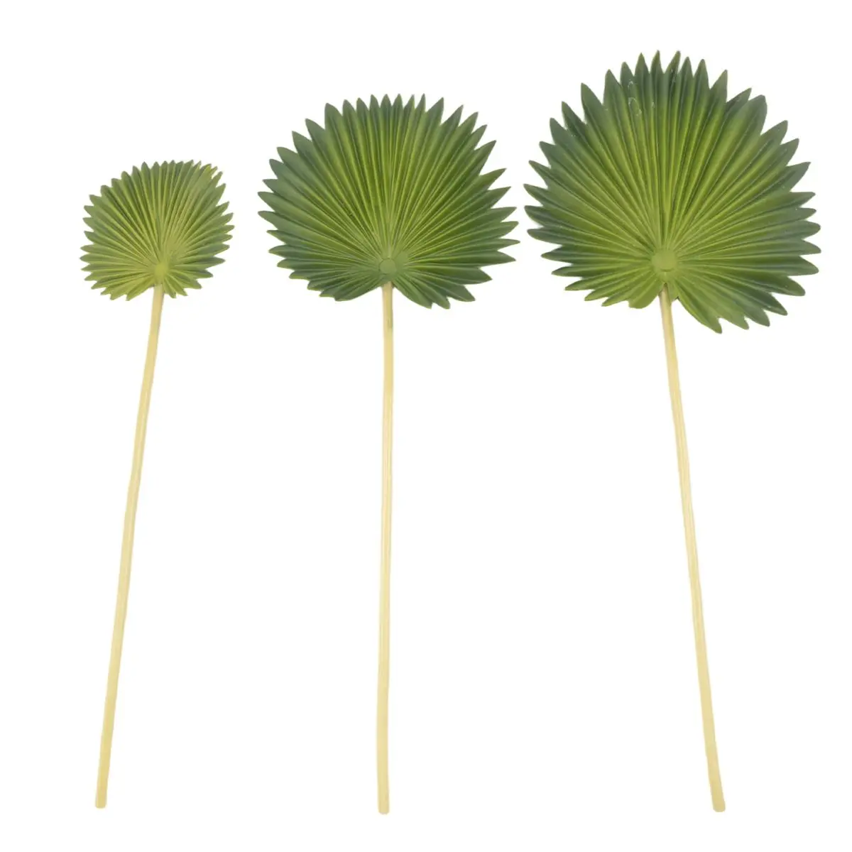 ABQX 3 Pcs Artificial Palm Leaves Bunch Green Plastic Fake Plants Simulation Leaves Flower Arrangement Home Decoration