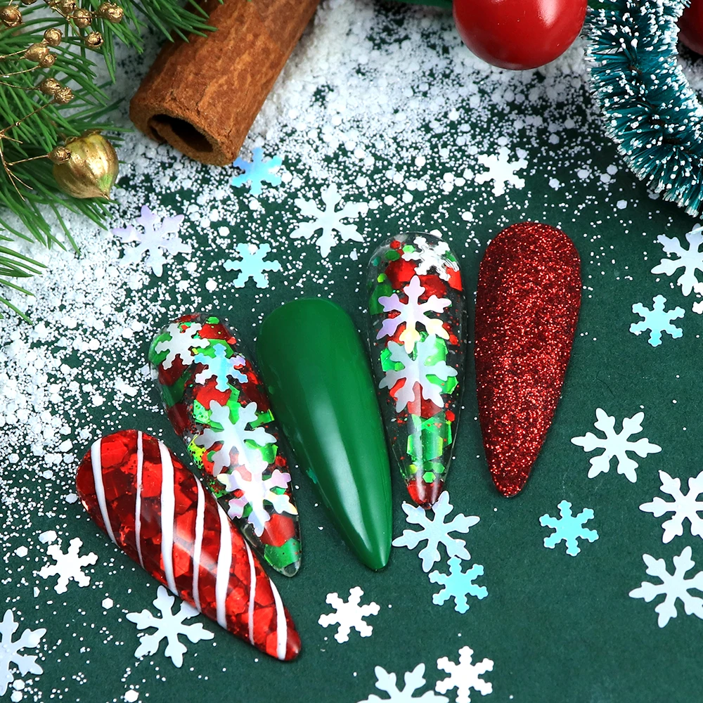 Flocon de neige de noël paillettes Nail Art décorations accessoires mélangés flocons de neige colorés ongles flocons Style de noël conception d'ongles
