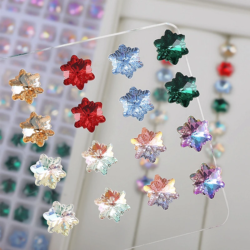 20PCS K9 3D 반짝이는 네일 아트 눈송이 라인스톤 참 장식품 크리스탈 액세서리 네일 장식 매니큐어 용품