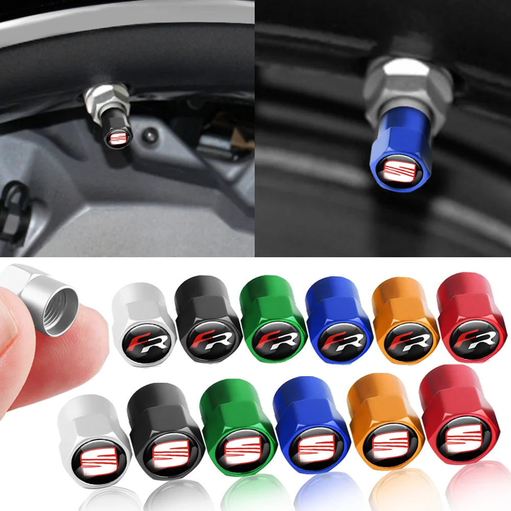 4 piezas de tapas de válvula de neumático 3D de metal para coche, accesorios de estilo para Seat FR Cupra Tarraco Ateca Toledo Leon Ibiza Cordoba
