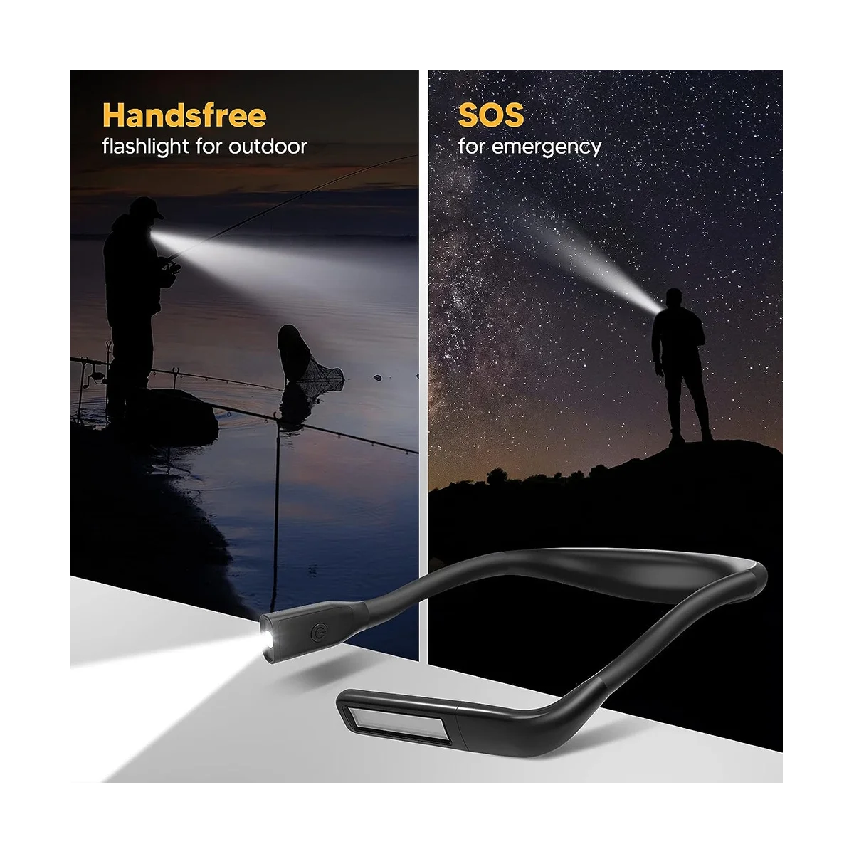 Book Reading Light Neck Light, Book Lover Christmas Birthday Gifts for Outdoor camping Women Neck Booklight Black