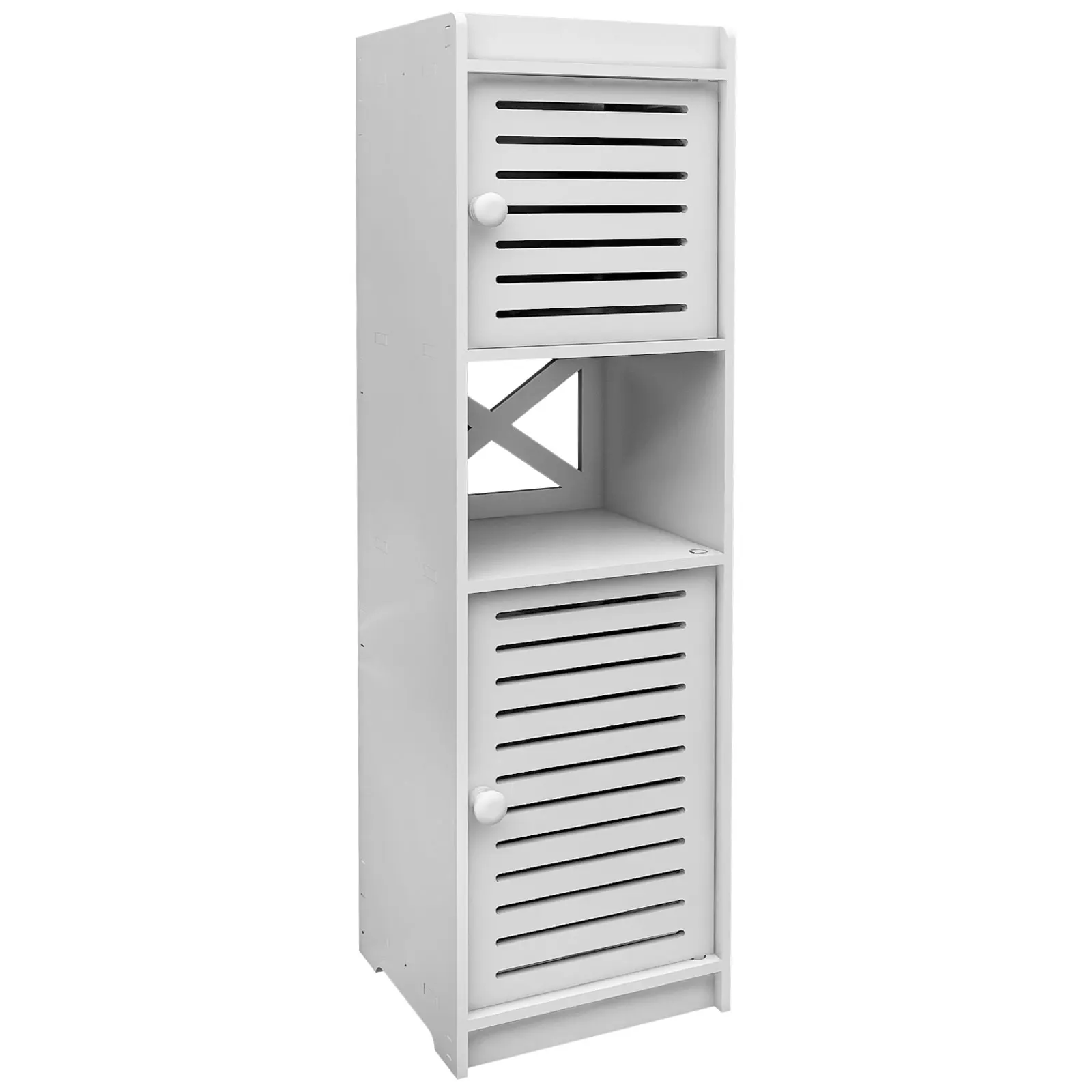 Mobile contenitore indipendente, 1 mobile da bagno sottile bianco, struttura a incastro facile da montare e resistente all'umidità, organizer versatile per camera da letto, corridoio e balcone.