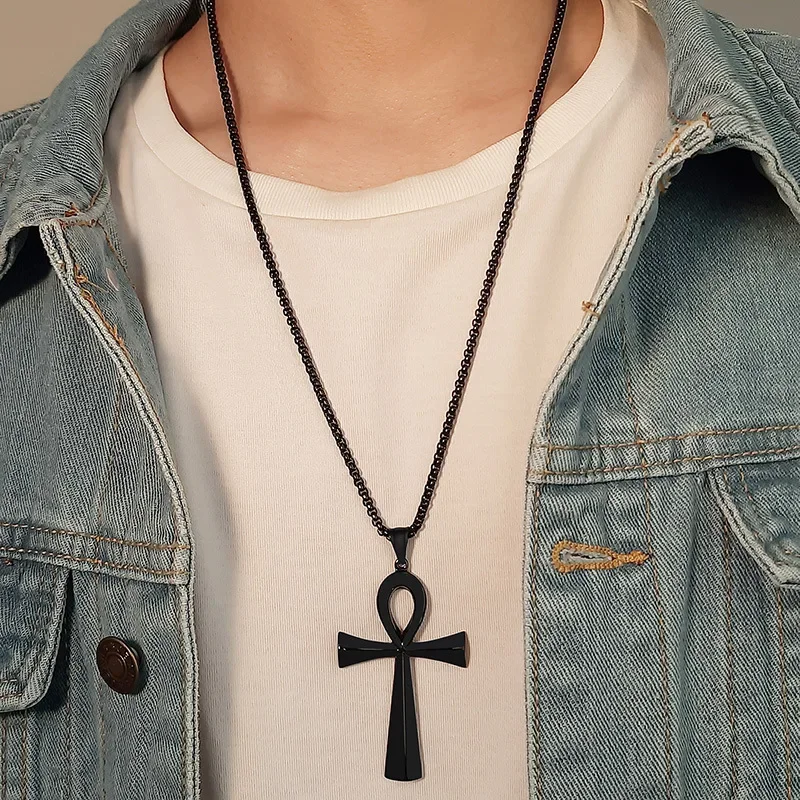 Vintage Egyptische Ankh Cross Life Key Hanger Ketting Heren Punk Farao Amulet Lucky Sieraden