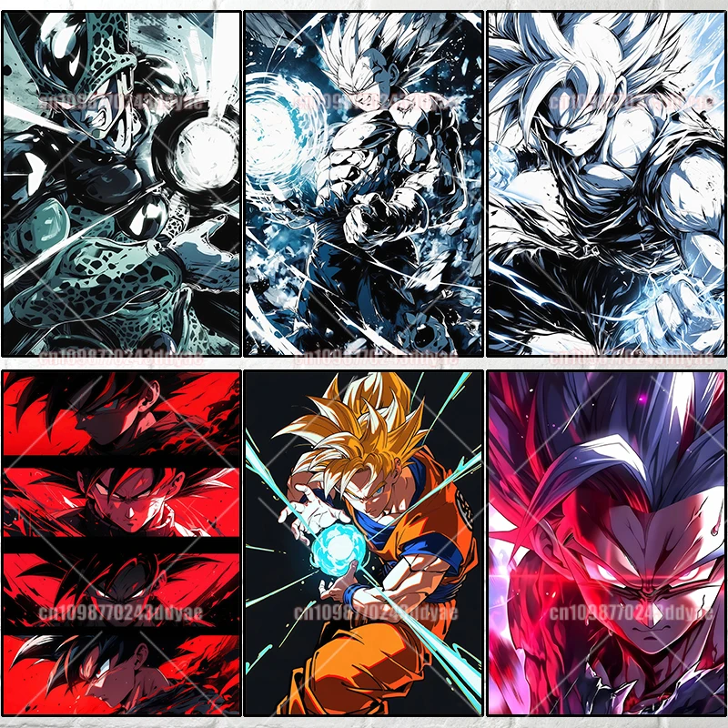 

Classic Anime Character Canvas Painting Dragon Ball Goku Watercolor Retro Poster Print Wall Art Mural Children's Room Decor