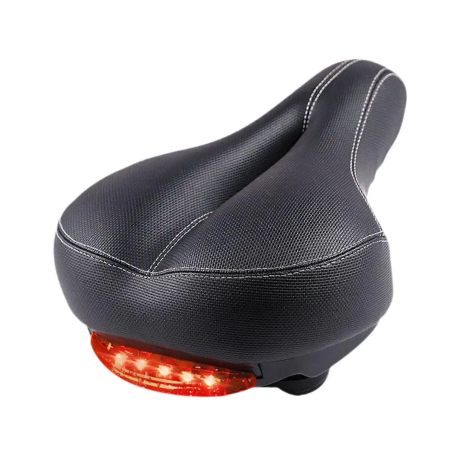 Road Bicycle Saddle with 3 Modes Tail Light Thickened Widened Soft Bike Seat