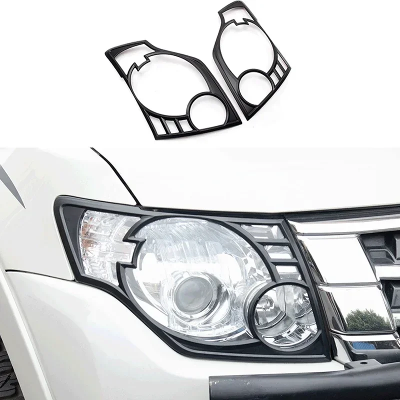 Matte Black Front Headlamp Cover For Mitsubishi Pajero V93 V97 V87 2007 -2019 Decorative Lamp Hoods Car Body Auto Parts