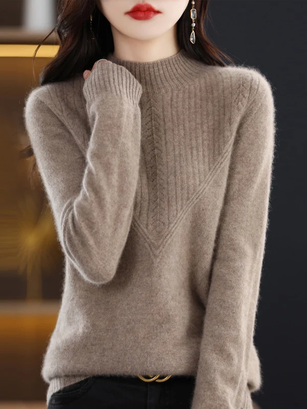 Женская трикотажная шерстяная основа irt с высоким воротником, осень-зима, новинка, модная внутренняя одежда, прямой крой, для поездок на работу...