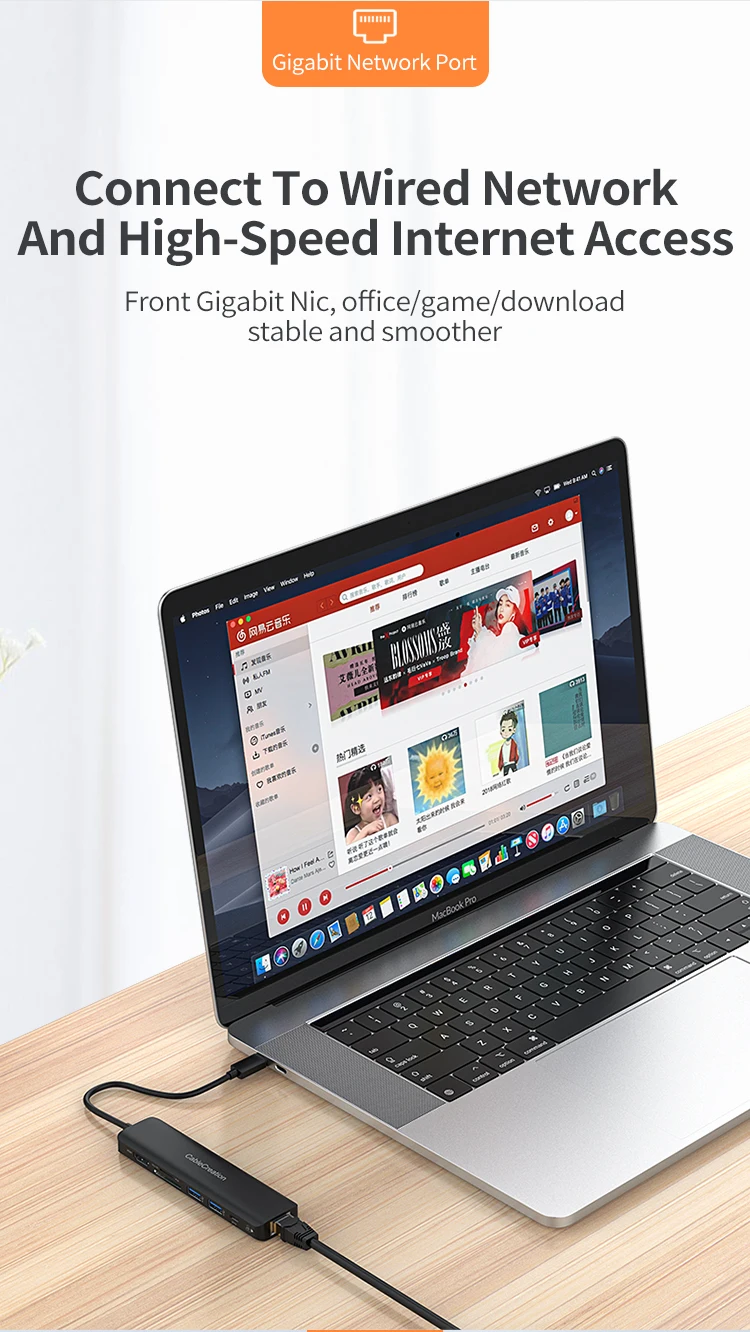 7 Port Usb C Hub Type C To  RJ45 Ethernet Usb 3.0 Micro Sd / TF Card Reader For  Switch Dongle