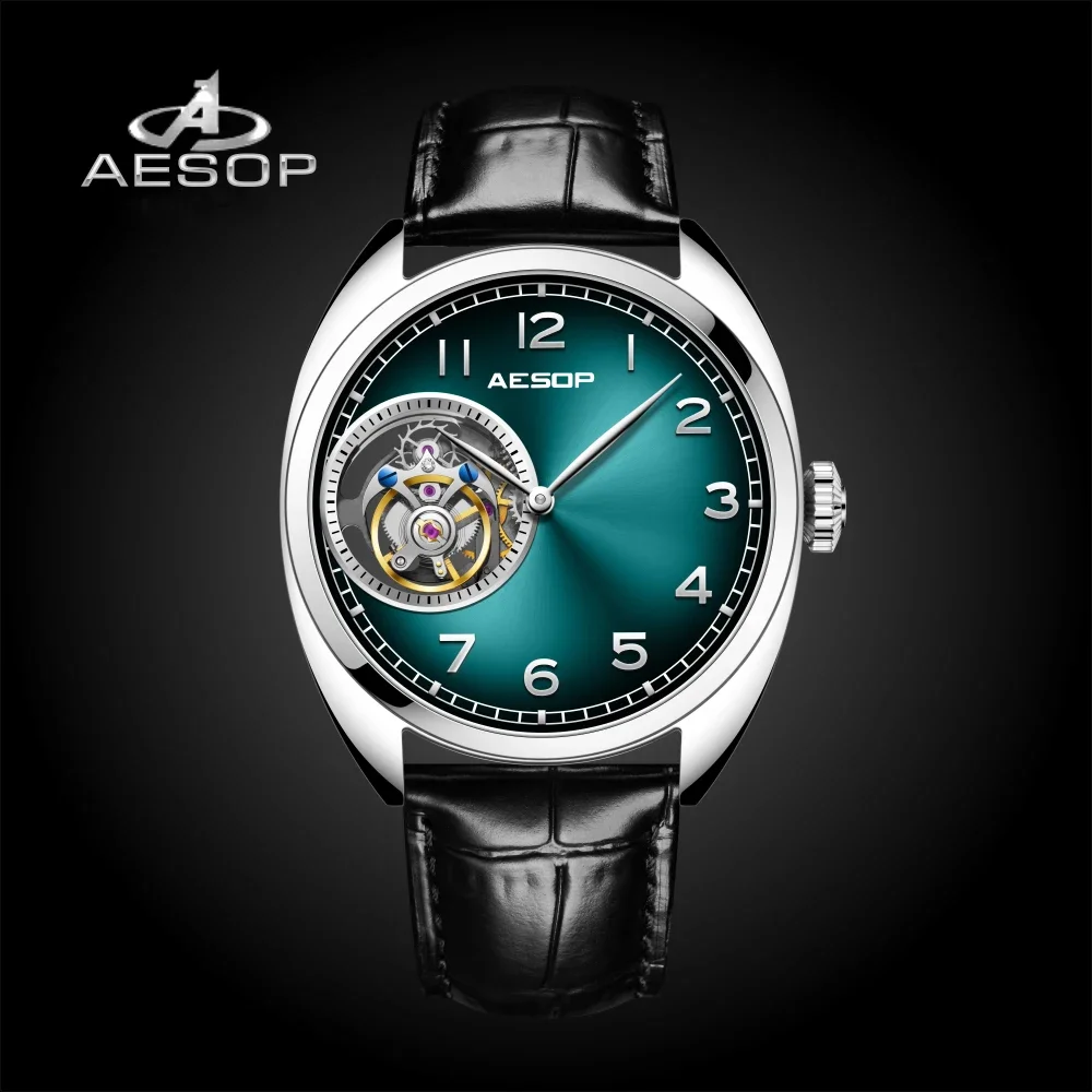 

AESOP 7056 Real Flying Tourbillon Movement Watch Brand For Men Skeleton Mechanical Luxury Watches Waterproof Wristwatches 2023 A