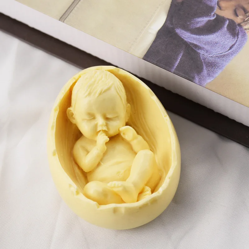 Eggshell Sleep Baby Silicone Candle Mold DIY Creativity Scented Candle Soap Molds Plaster Resin Casting Mould Home Crafts Decor