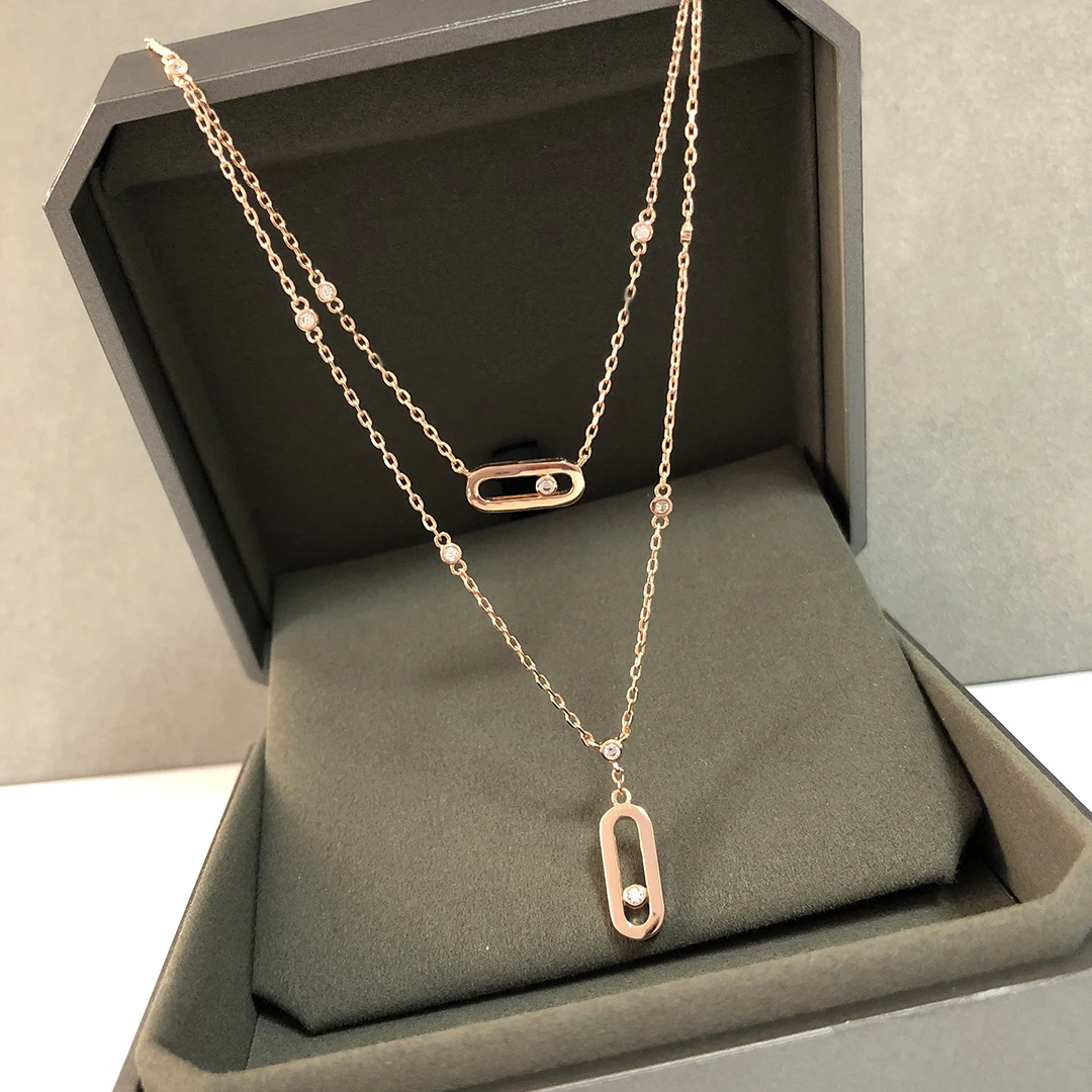 Fashionable and Exquisite 925 Sterling Silver Jewelry Diamond Necklace Classic Move Series Romantic Engagement Gift
