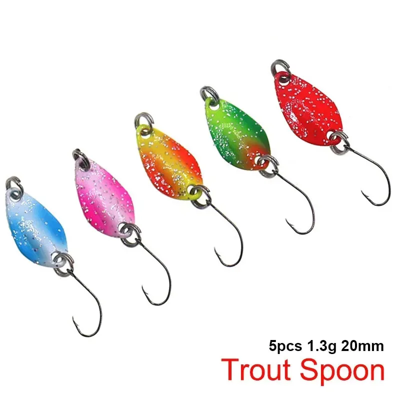 5PCS Metal Spinner Spoon trout Fishing Lure Hard Bait Sequins Noise Paillette Artificial Bait small hard sequins spinner