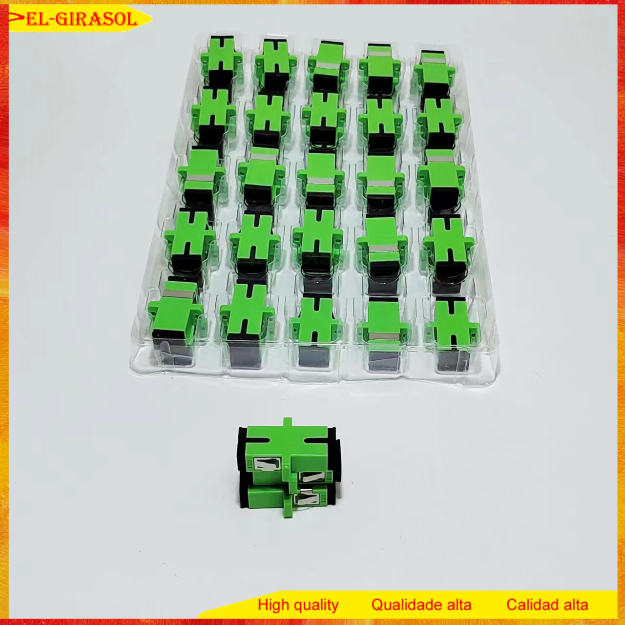 100pcs/lot New SC APC SM Simplex Single-mode Fiber Optic Adapter SC Optical Fiber Coupler SC APC Fiber Flange SC Connector FTTH