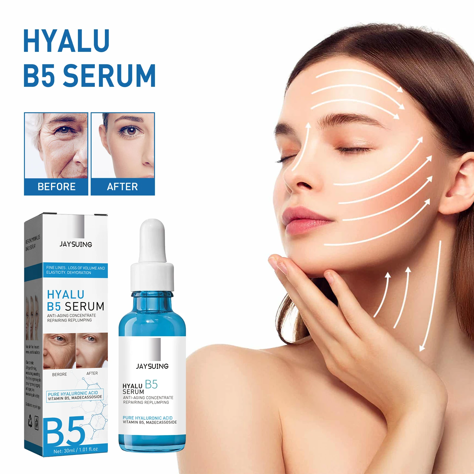 Pure hyaluronic acid firming B5 essence can lighten fine lines, tighten skin, brighten face, moisturize and lift skin essence