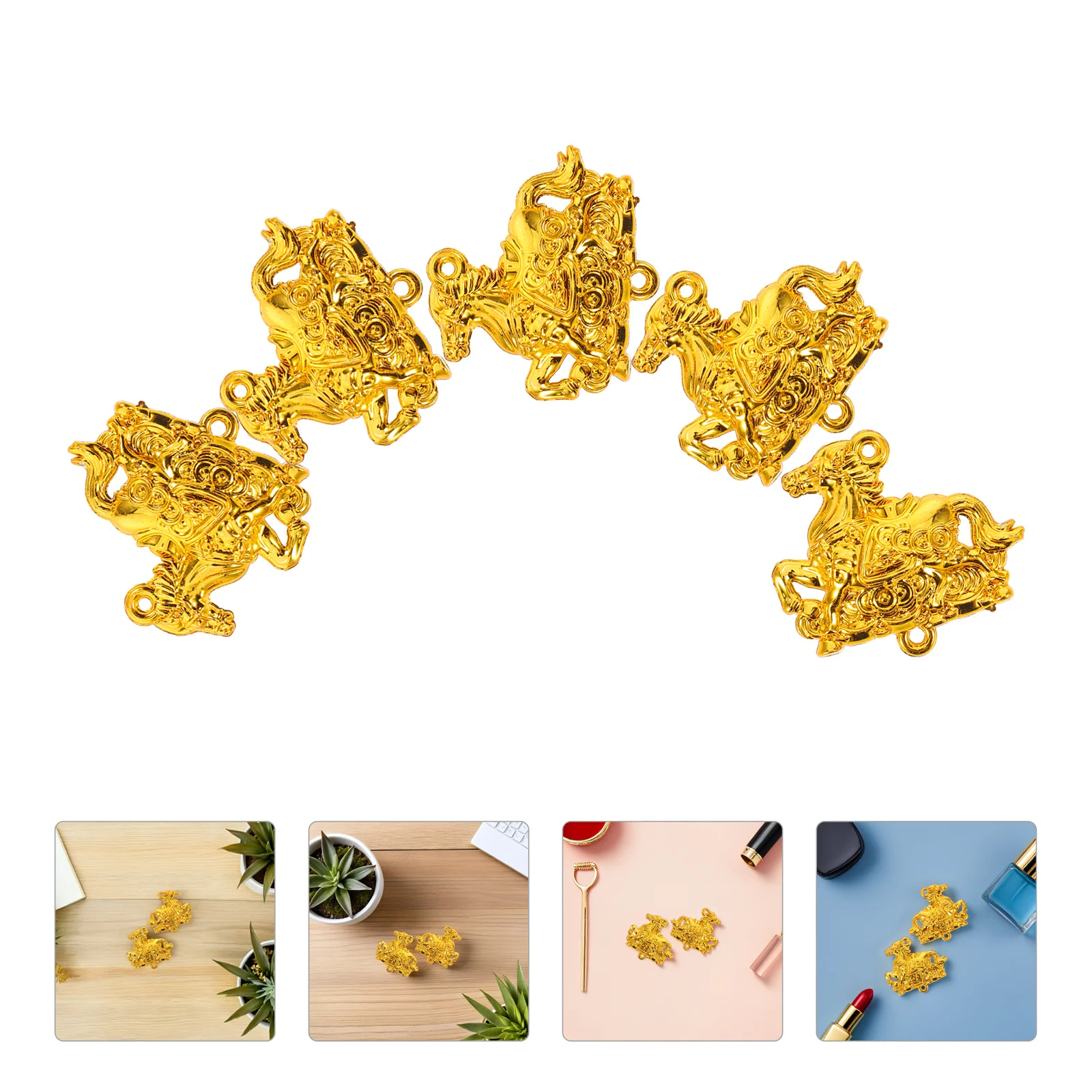 

20Pcs Chinese New Year Horse Pendant Charms Hanging Ornaments for DIY Jewelry Keychain Earring Making Spring Festival Decoration