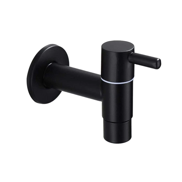 ABPG Hot Mop Sink Faucet 304 Stainless Steel Bathroom Washing Machine Faucet Outdoor Garden Single Cold Water Tap (Black)