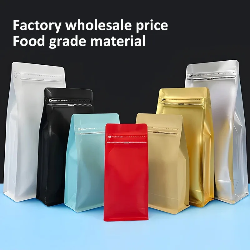 50pcs Coffee Beans Bag Packaging No Valve Aluminum Foil Sealed for Powder Nuts Storage Reusable Pouches Customizable Logo