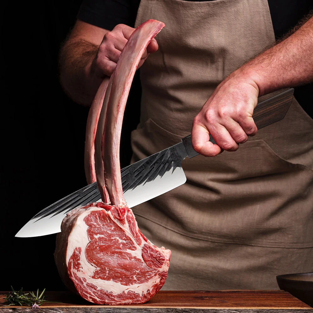 Cuchillo de Chef japonés de 8 pulgadas, cuchillo de cocina de acero inoxidable con alto contenido de carbono, cuchillo afilado para cortar verduras y carne, mango de ébano