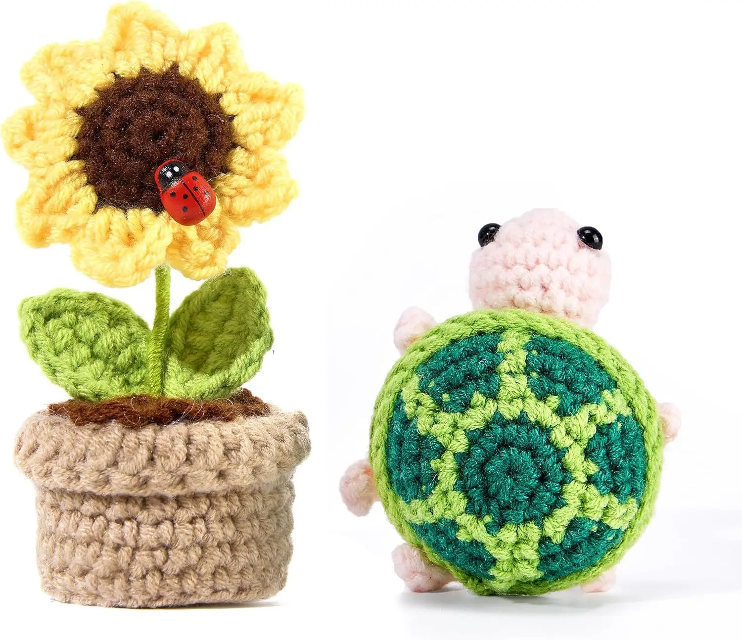 Funny Positive Emotional Support Turtle Sunflower Pot Home Room Decoration New Crochet Pineapple Dolls With Card Christmas Gift