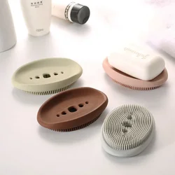 Silicone Soap Dish Creative Shower Dish Drain Plate Bathroom Soap Holder Soap Box Sponge Holder Punch-free High Quality