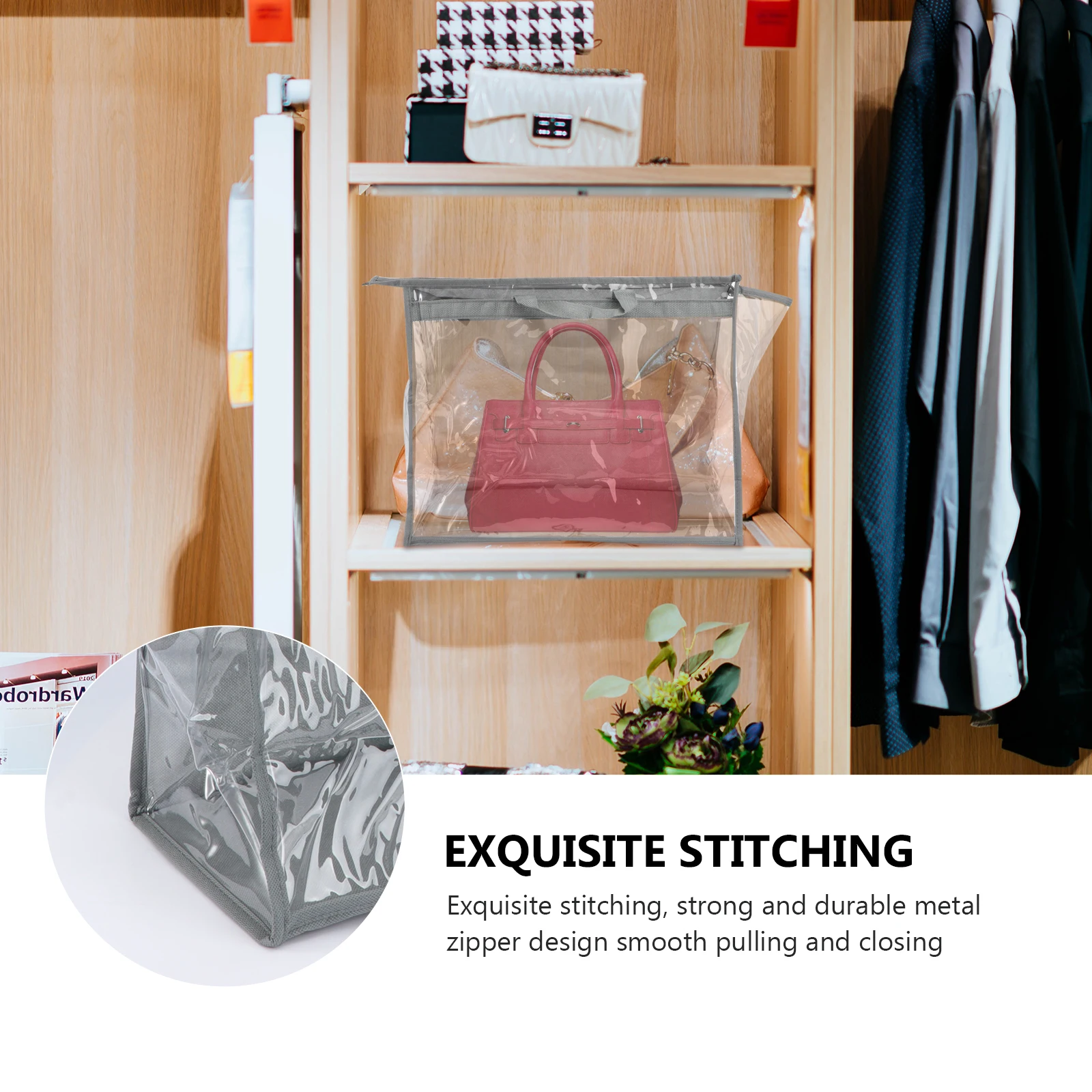 

1pc PVC Waterproof Storage Bag Large Capacity Dust Proof Hanging Pouch Travel Zipper Tote Clear Transparent Wardrobe Bag