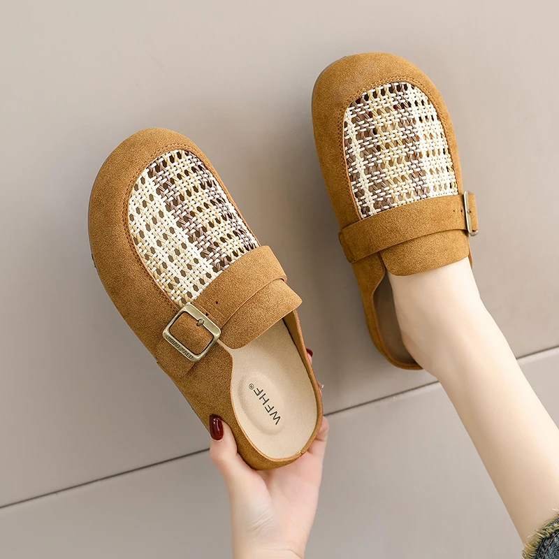 

Женские и мужские ретро-сабо из замши с пробковой стелькой, регулируемой пряжкой и комфортной поддержкой свода стопы, домашняя обувь, тапочки