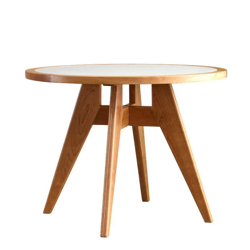 

Slate round table solid wood dining table, Nordic waterproof, wear-resistant and scratch-proof restaurant small apartment dining