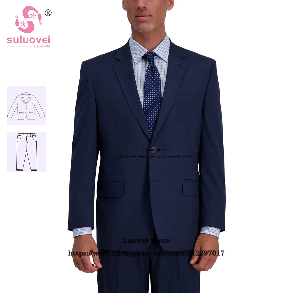 

Slim Fit Suits For Men Fashion Elegant 2 Piece Pants Set Groom Wedding Tuxedos Groomsmen Party Blazer Costume Homme Pour Mariage