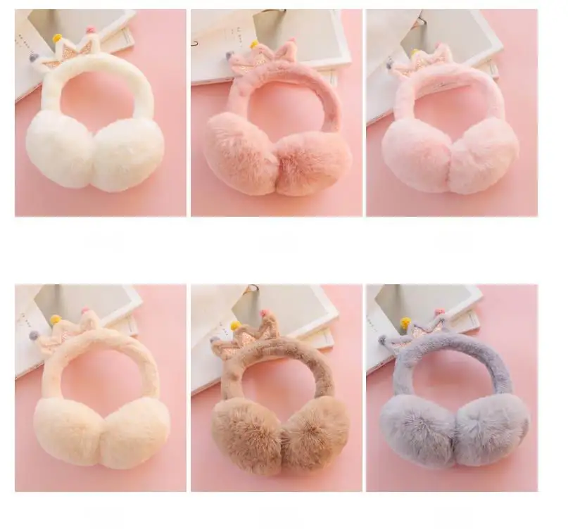 Lovely Crown Princess Warm Plush Glittwe Earmuff Baby Cache Oreilles Child Ear Muffs Earmuffs For Girls Warmers Winter H300