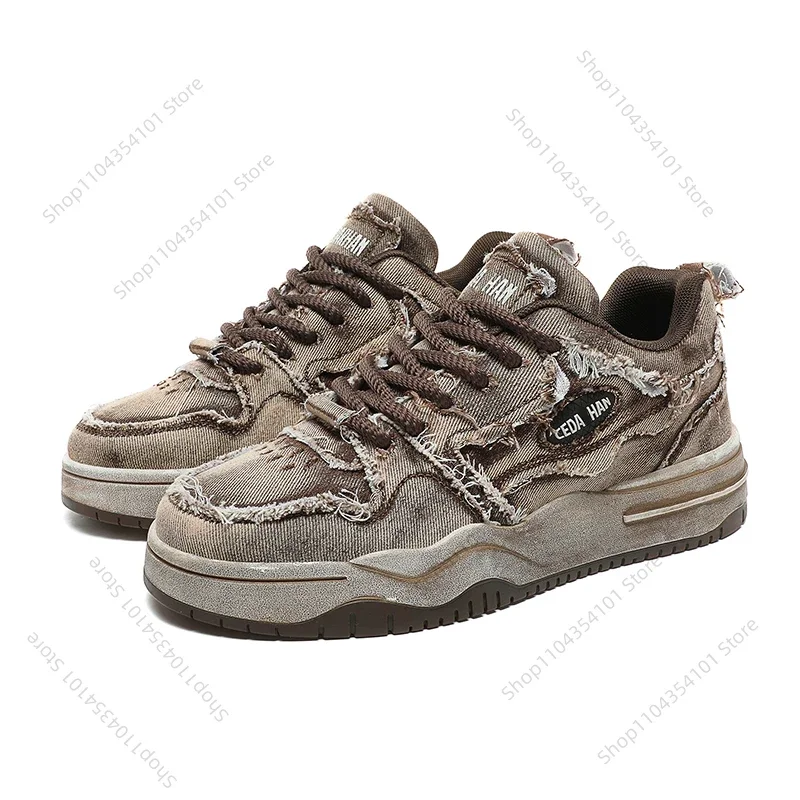 

Men's Personalized Denim Retro Fashion Skateboarding Shoes Versatile Men's Sports Shoes Couple Outdoor Sports and Casual Shoes