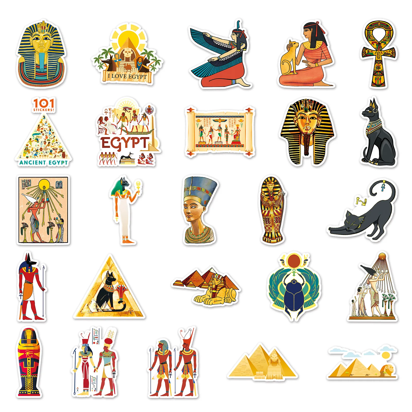 10/30/50PCS New Cartoon Ancient Egypt Sticker Pack Skateboard Guitar Decoration DIY iPad Waterproof Toy Graffiti Decal Wholesale