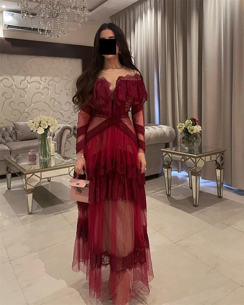 Ball Dress Evening Saudi Arabia Lace Ruffle Party A-line Off-the-shoulder Bespoke Occasion Gown Midi Dresses