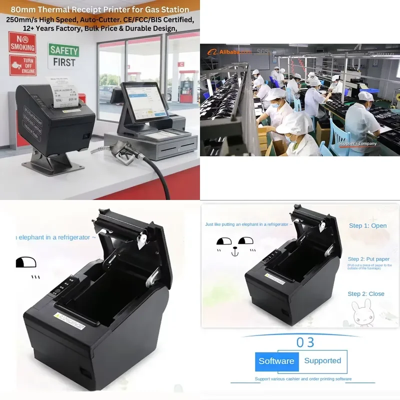 High Speed Desktop Thermal Printer 80mm Auto Cut USB LAN Blue tooth WiFi Inkless POS Printer For Restaurant Supermarket Bill