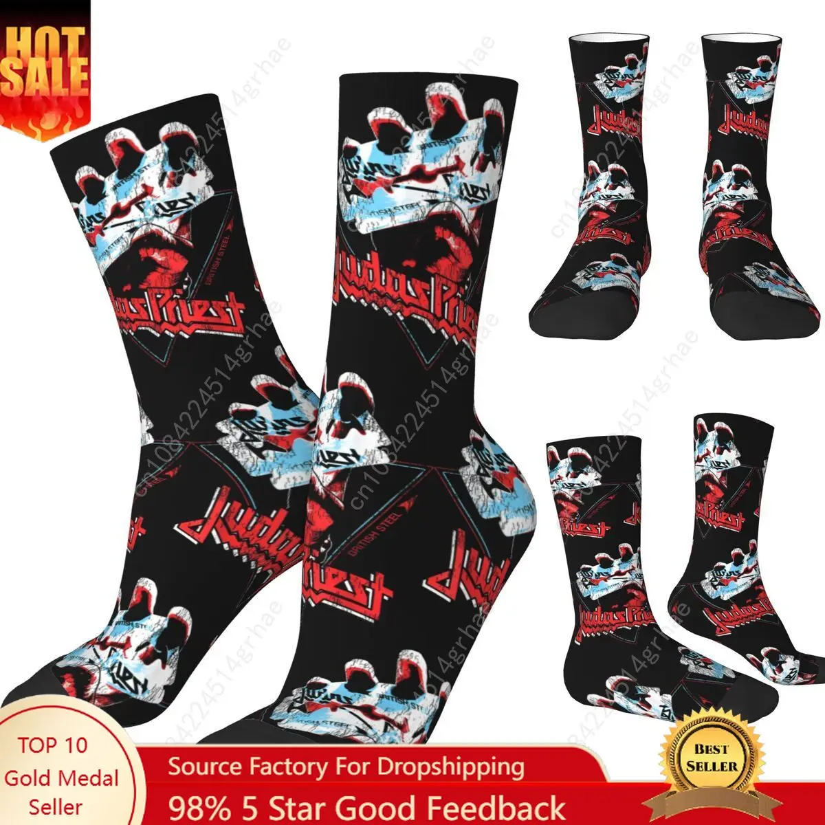 

Judas Priest British Steel Graphic Picture Stockings Custom Kawaii Socks Autumn Anti-Slip Socks Unisex Men Cycling Socks