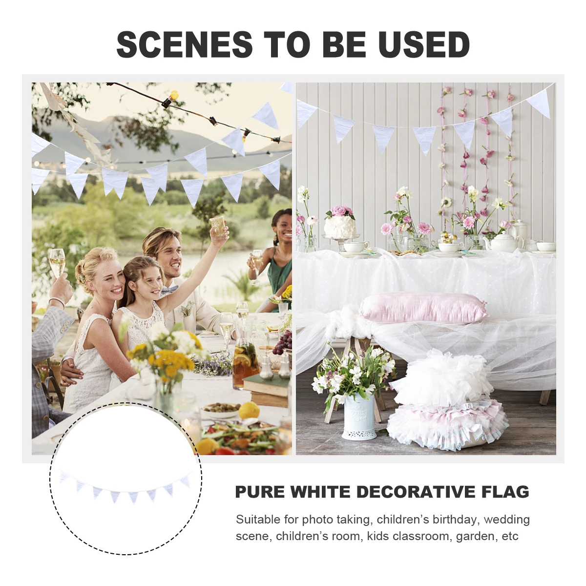 

10 Meter Pennant Decoration Banners Colored Hanging Triangle Flag Wedding Ribbon Bride