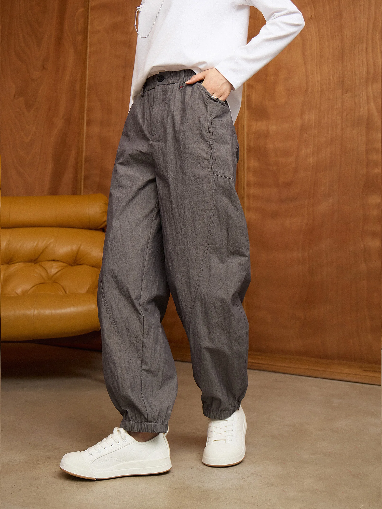 

Удобные повседневные брюки с эластичным поясом, универсальные, стильные, женские, широкие, из смесового хлопка, весенняя мода, для работы и поездок на работу