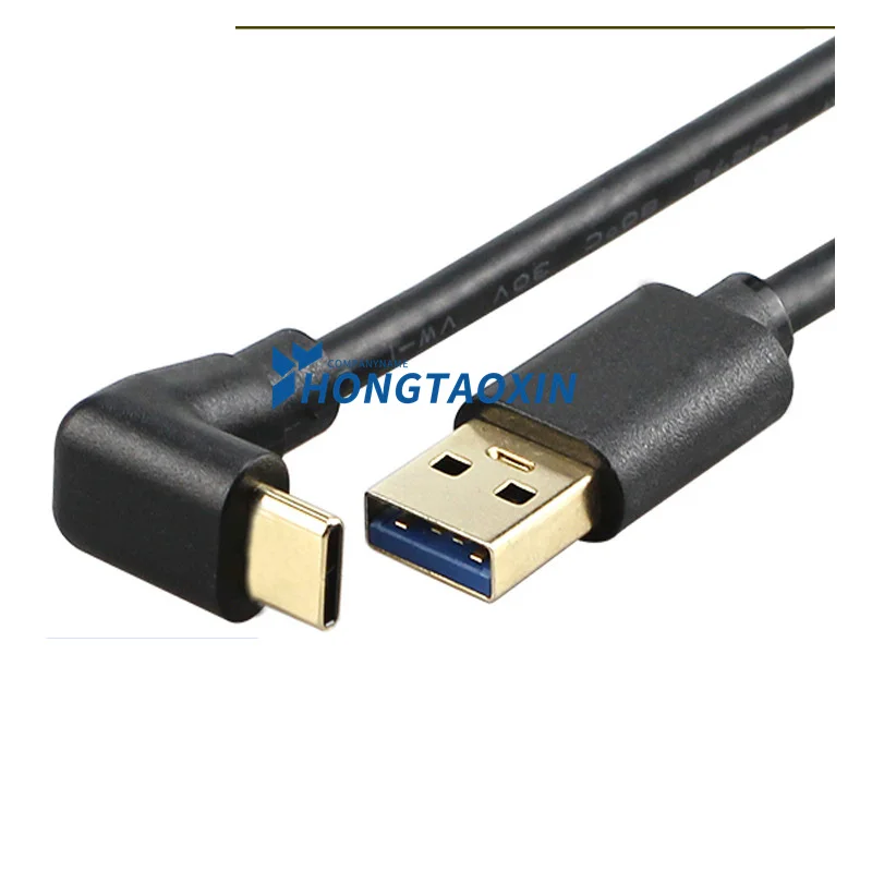 Gold-plated Elbow Cable Type-C To USB3.0 Charging Data Cable 90-degree Right-angle Type-c Hard Disk Notebook Mobile Phone Cable