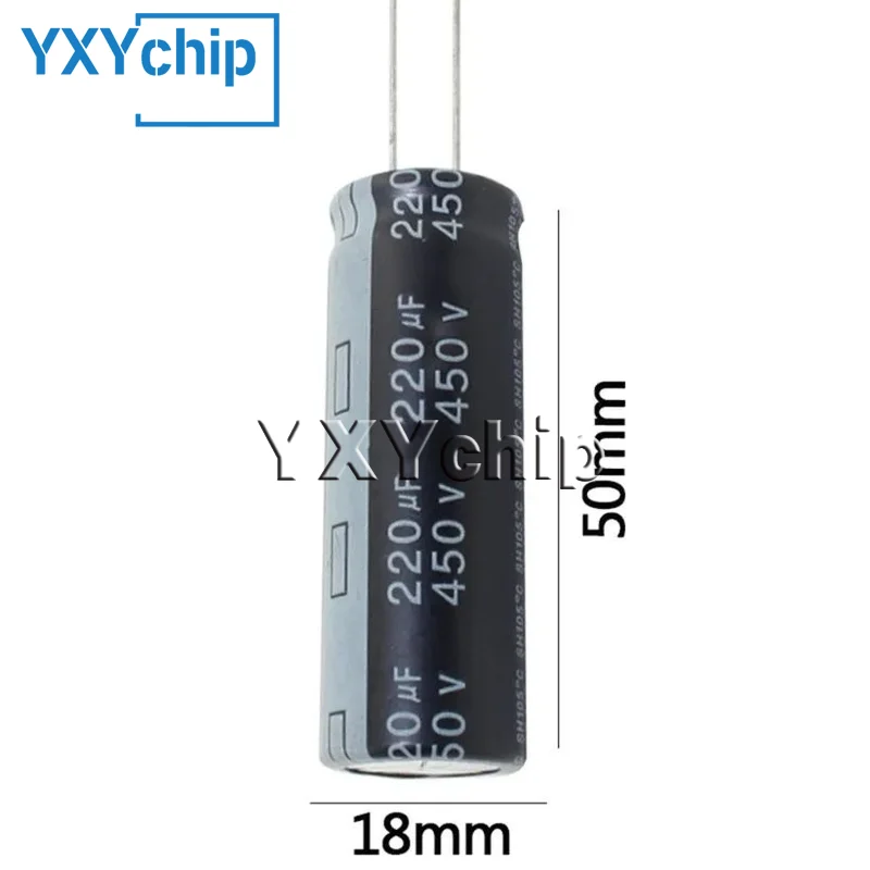 5PCS 220uF 450V 220MFD 450Volts 18*50mm Aluminum Electrolytic Capacitors Radial 220mf450v 220uf450v 450v220mf 450v220uf