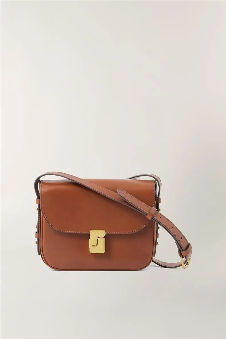 Tofu-Tasche Französische Nischenfrauentasche Kopfschicht Cuir de Vache Petit Sac Carré Premium Sensation une épaule Sac à Bandoulière schräg – Detail 13